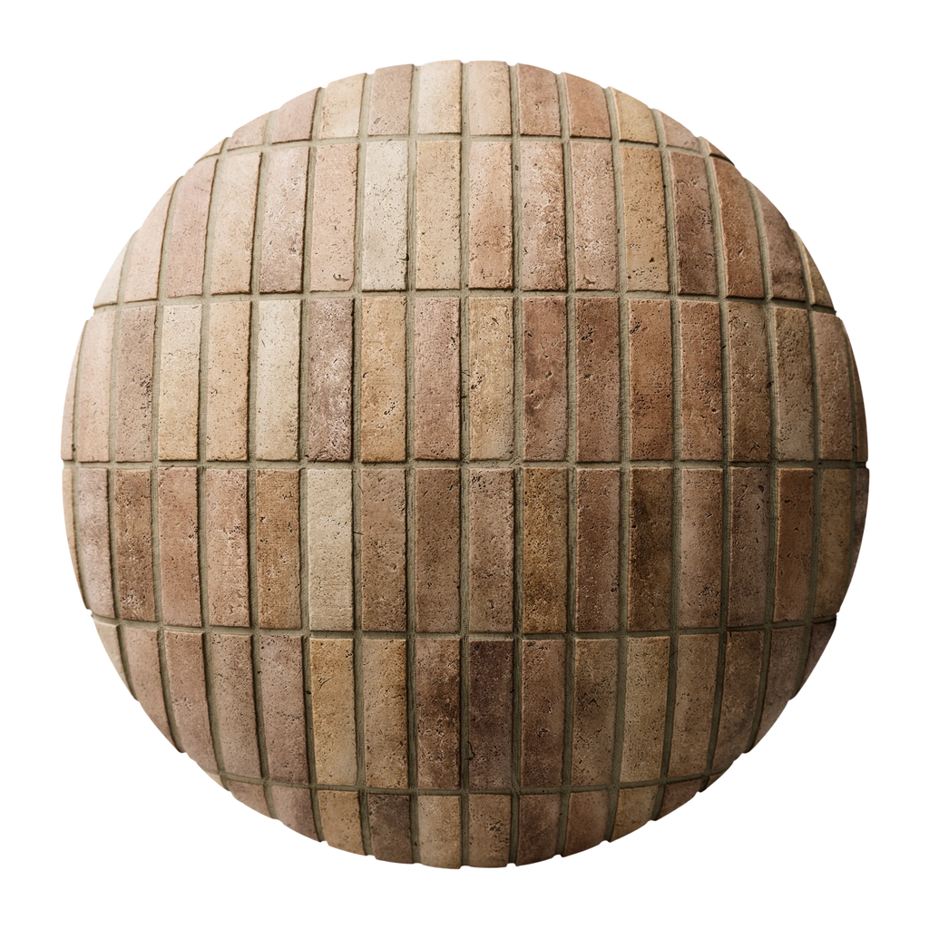 Terracotta Stacked Contemporary Brick Tiles PBR Texture - Sphere Swatch Preview | Superellipse