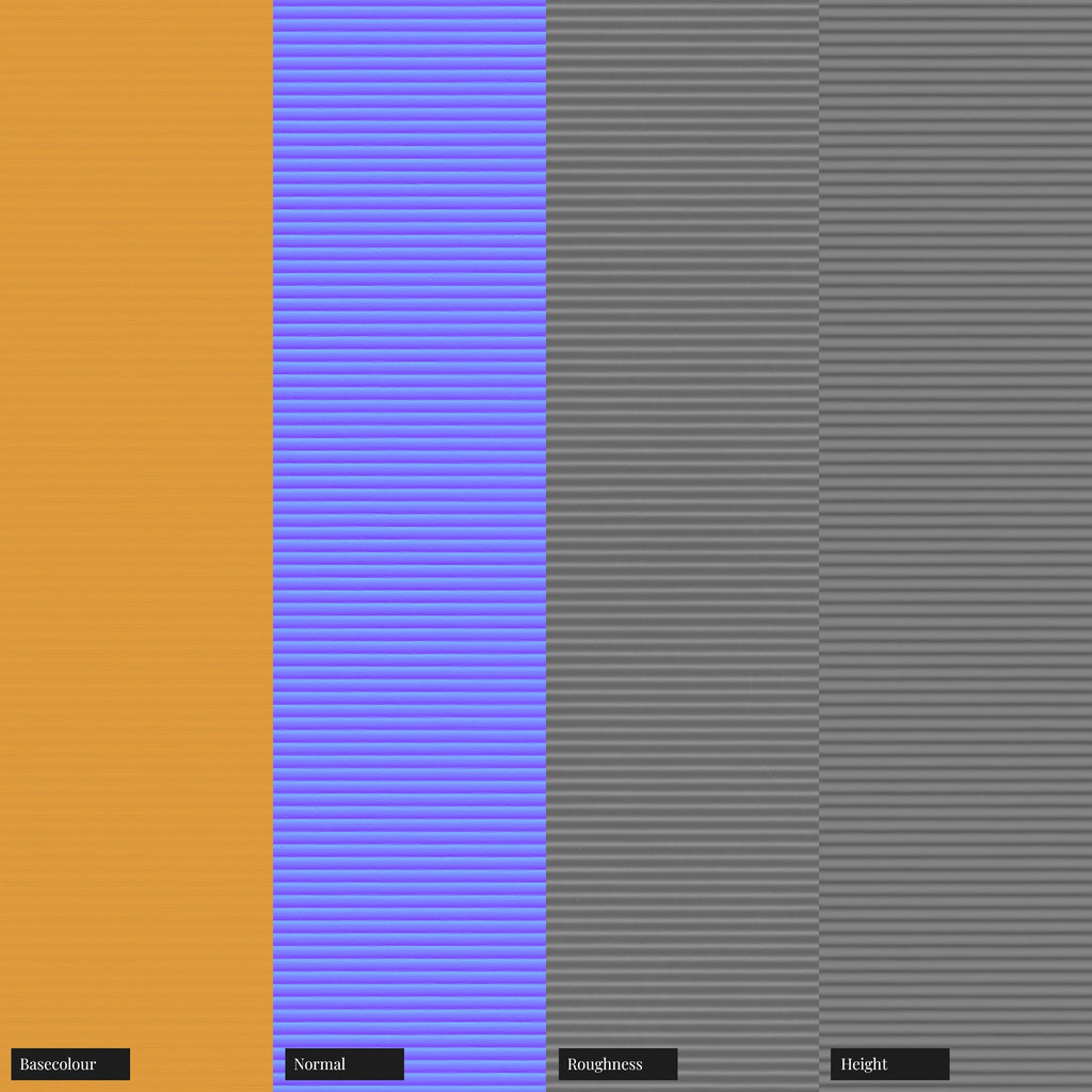 3D Printed Yellow Plastic Linear Grooves PBR Texture - Example Scene Visualization | Superellipse