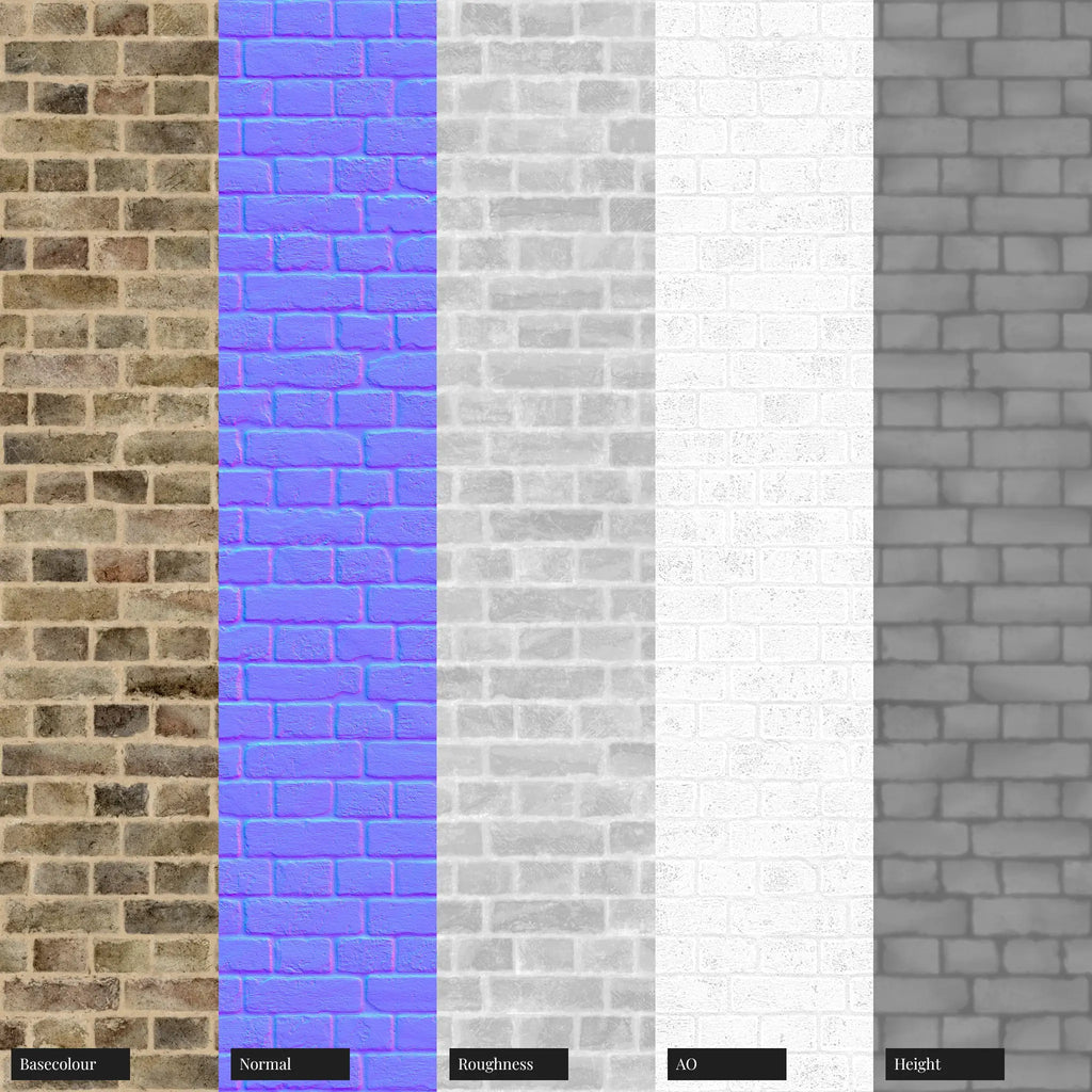London Mixed Stock Brick English Bond PBR Texture - Example Scene Visualization | Superellipse