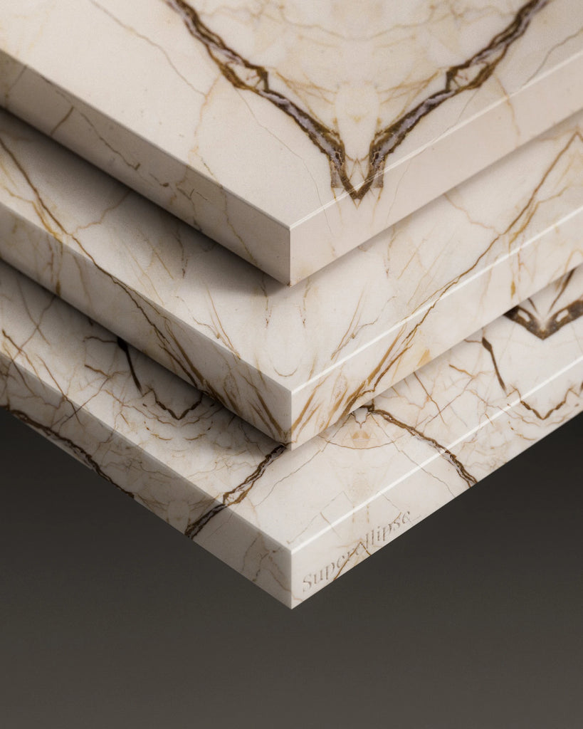 Sofita Beige Bookmatched Marble Slab PBR Texture - Example Scene Visualization | Superellipse