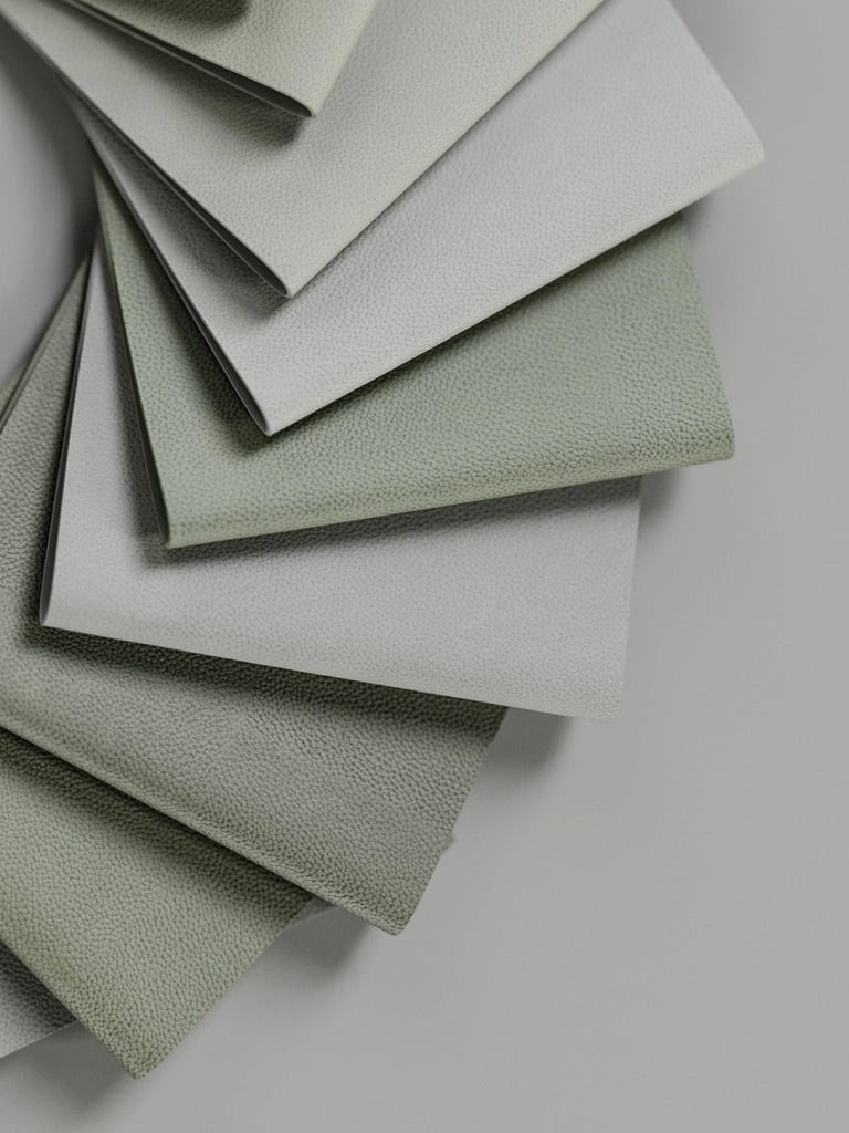 Faux Leather Embossed Grain Deep Sage PBR Texture - Example Scene Visualization | Superellipse