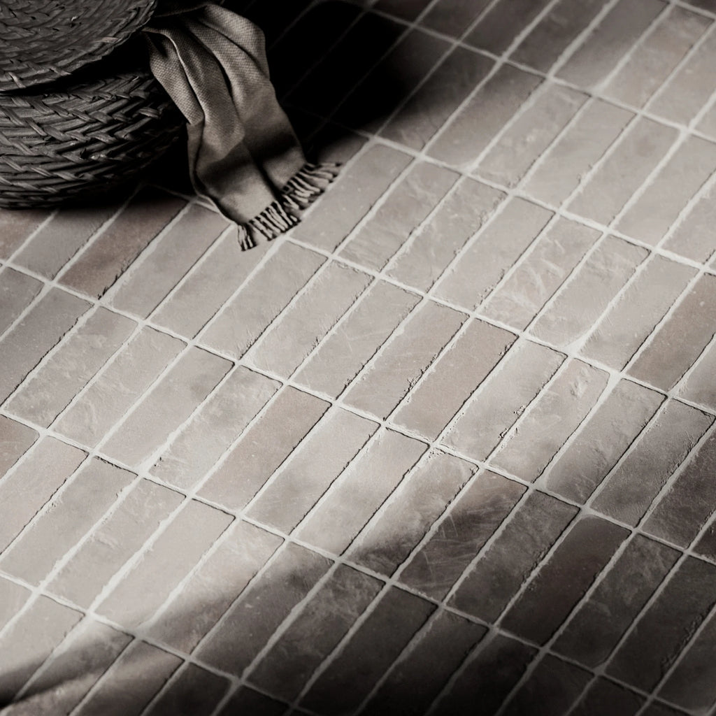 Terracotta Neutral Grey Brick Tiles PBR Texture - Example Scene Visualization | Superellipse