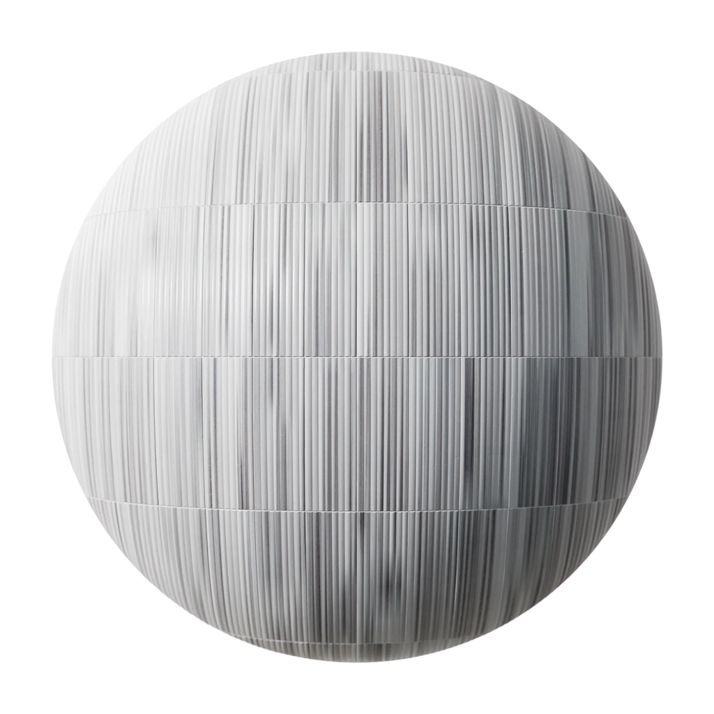 Striato Olimpico Fluted Marble Tile PBR Texture - Sphere Swatch Preview | Superellipse