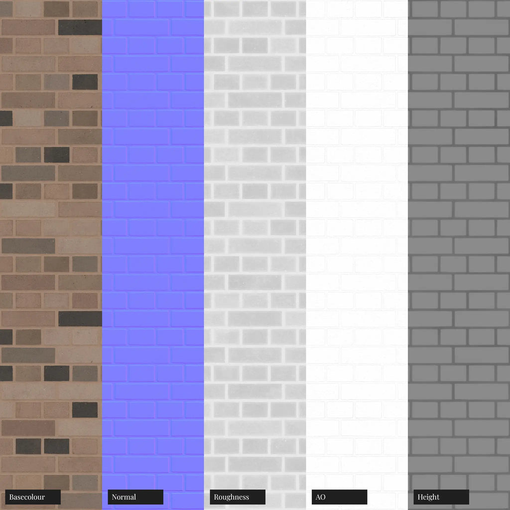 Slate Accent Architectural English Bond Brick PBR Texture - Example Scene Visualization | Superellipse