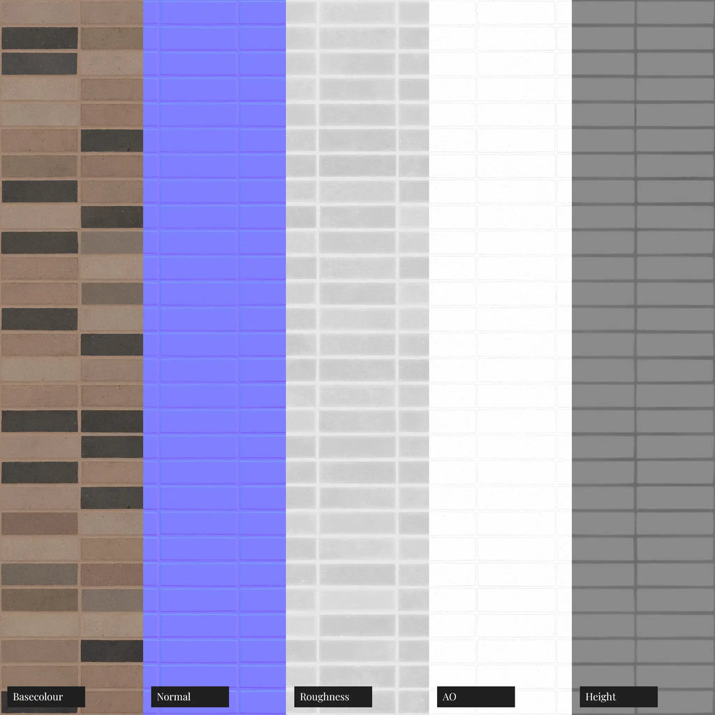 Slate Accent Architectural Stack Bond Brick PBR Texture - Example Scene Visualization | Superellipse