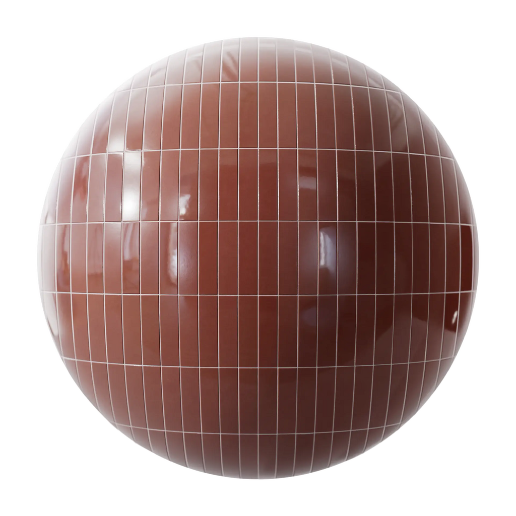 Checkerboard Burnt Sienna Stacked Tile PBR Texture - Sphere Swatch Preview | Superellipse