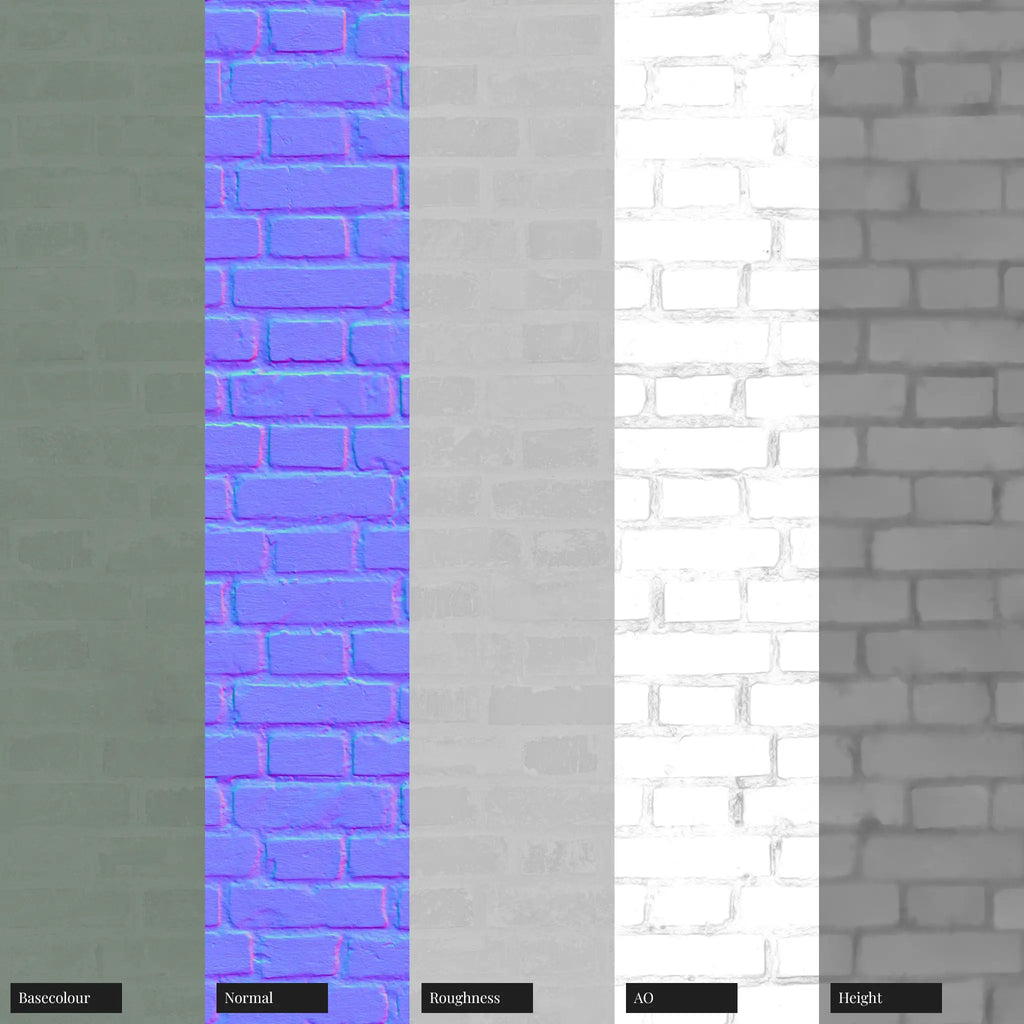 Rustic Painted Brick Castle Grey PBR Texture - Example Scene Visualization | Superellipse