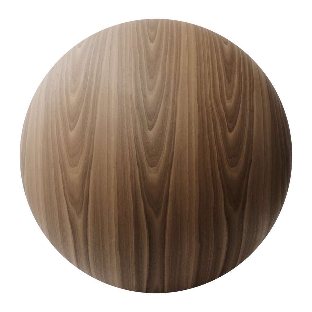 Walnut Slip Matched Veneer Oiled Finish PBR Texture - Sphere Swatch Preview | Superellipse