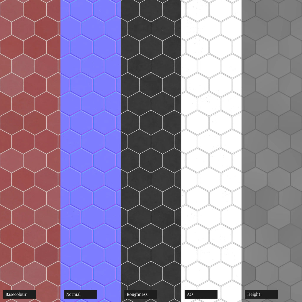 Hex Rose Velvet Matte Tile PBR Texture - Example Scene Visualization | Superellipse