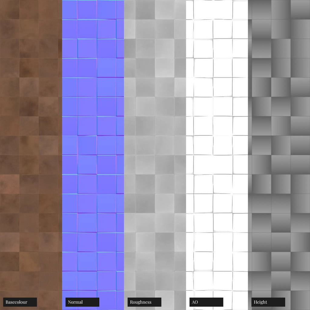 Oxidised Copper Square 3D Metal Panel PBR Texture - Example Scene Visualization | Superellipse