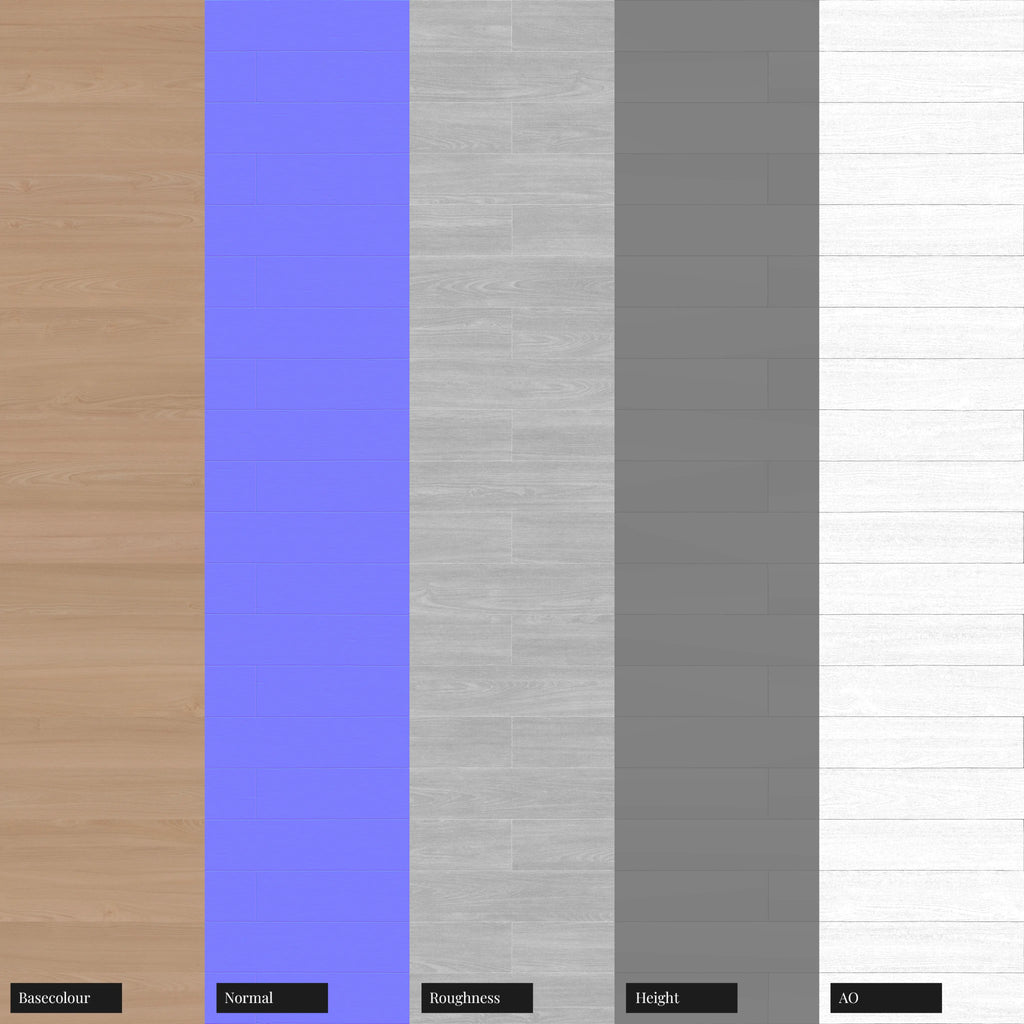 Beech Brick Bond Wood Floor PBR Texture - Example Scene Visualization | Superellipse