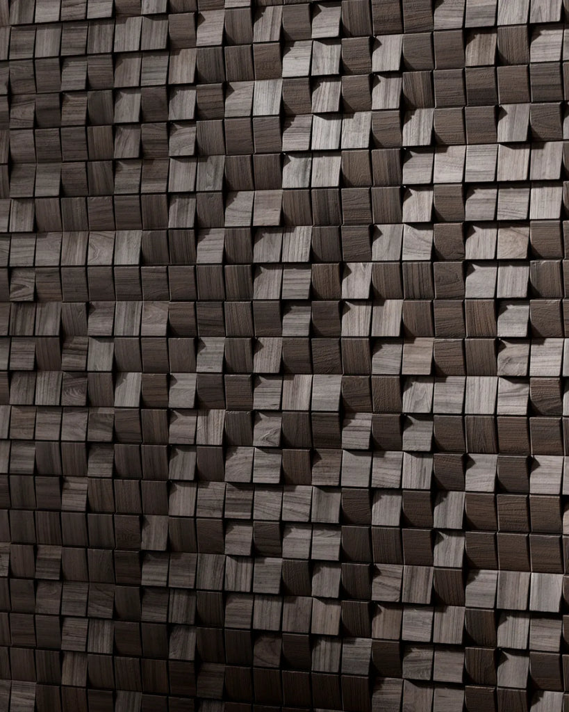 Bevelled Mosaic Walnut Oak Wood Panel PBR Texture - Example Scene Visualization | Superellipse
