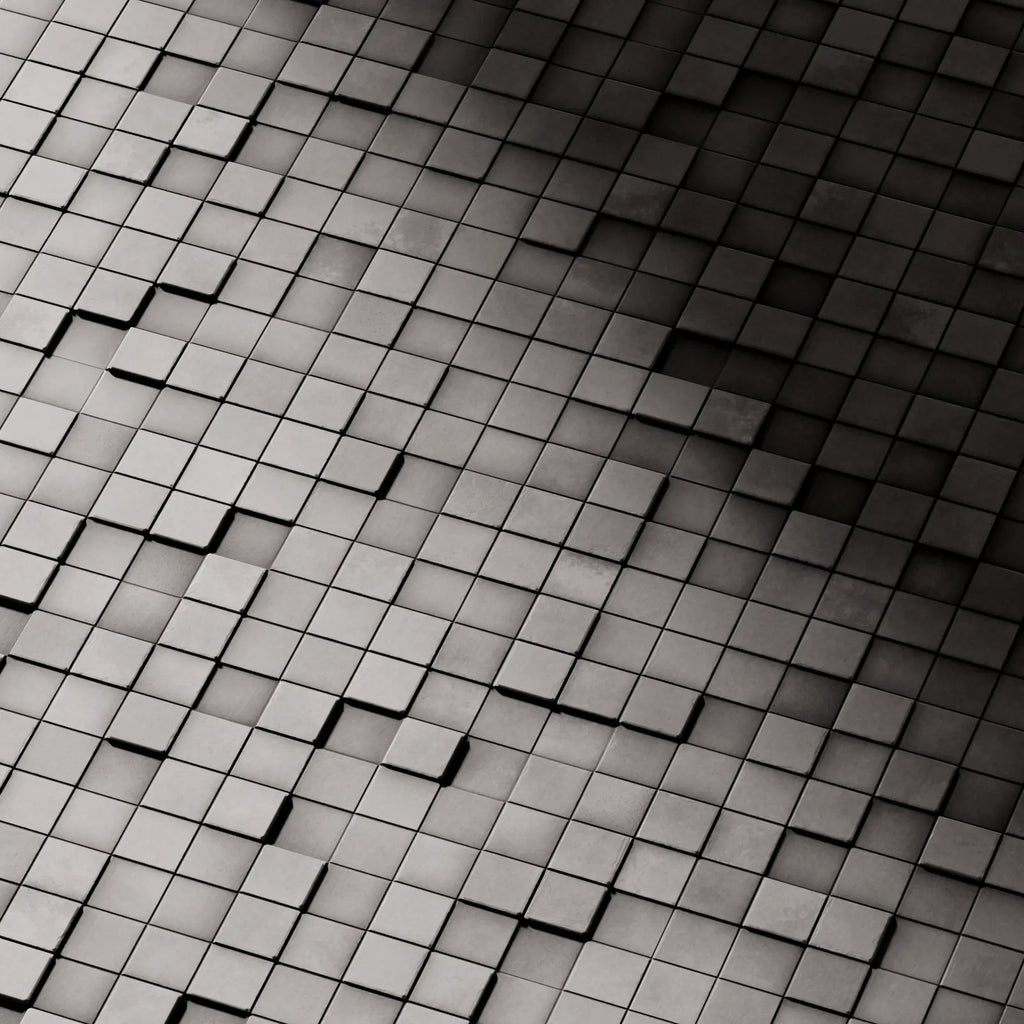 Mosaic Stainless Steel 3D Metal Panel PBR Texture - Example Scene Visualization | Superellipse