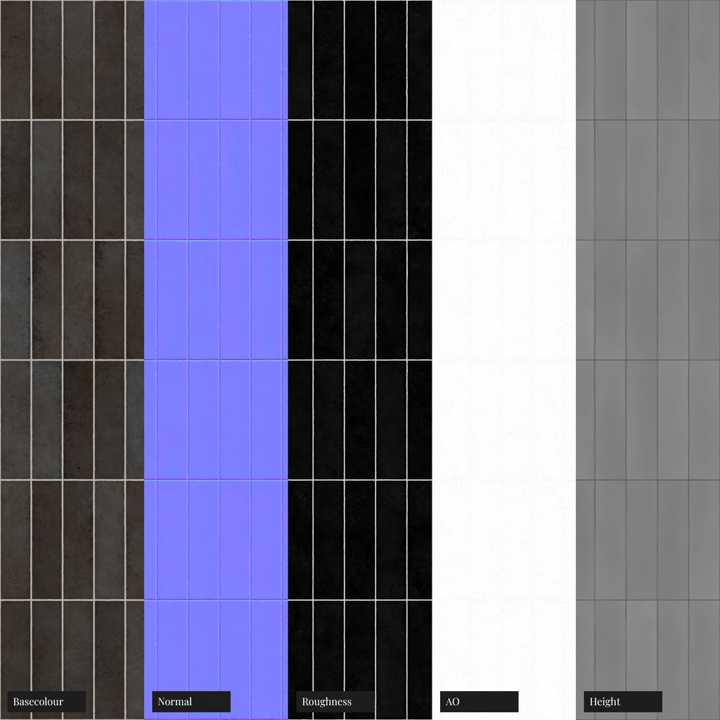 Hoxton Black Gloss Porcelain Tile PBR Texture - Example Scene Visualization | Superellipse