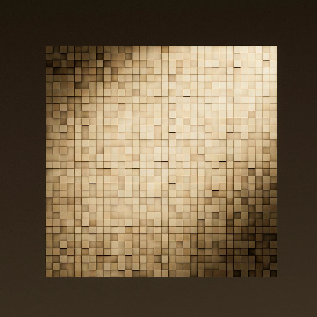 Mosaic Brass 3D Metal Panel PBR Texture - Example Scene Visualization | Superellipse