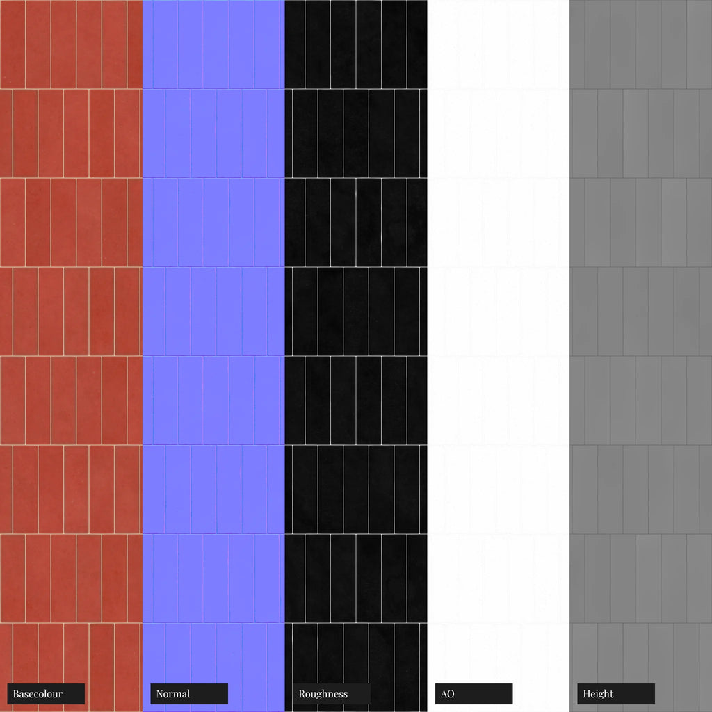 Zellige Rose Velvet Offset Tile PBR Texture - Example Scene Visualization | Superellipse