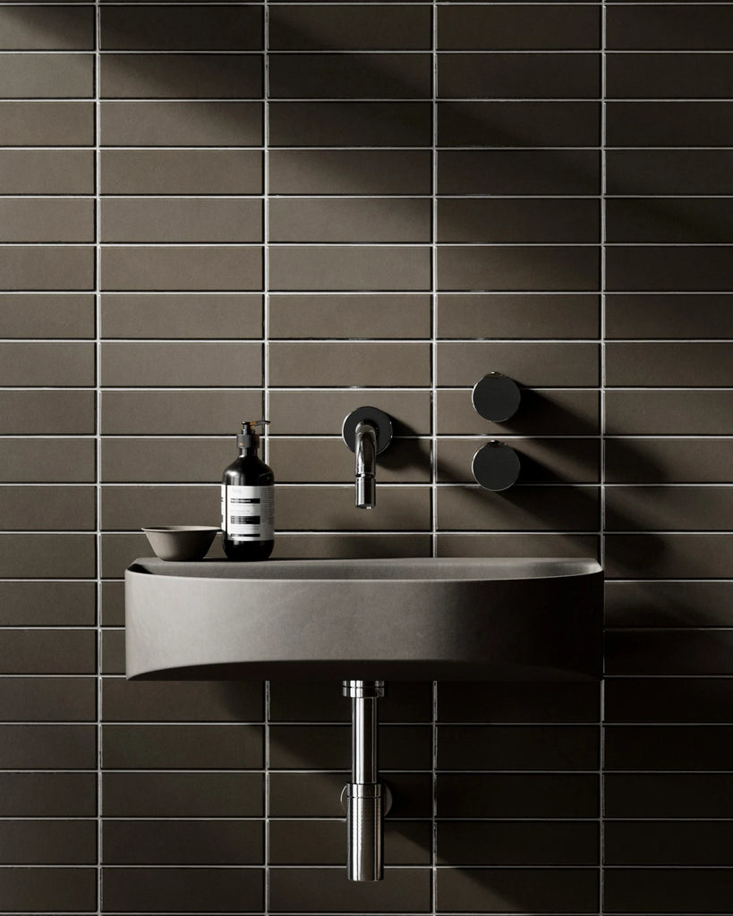 Stacked Matte Martini Olive Tile PBR Texture - Example Scene Visualization | Superellipse