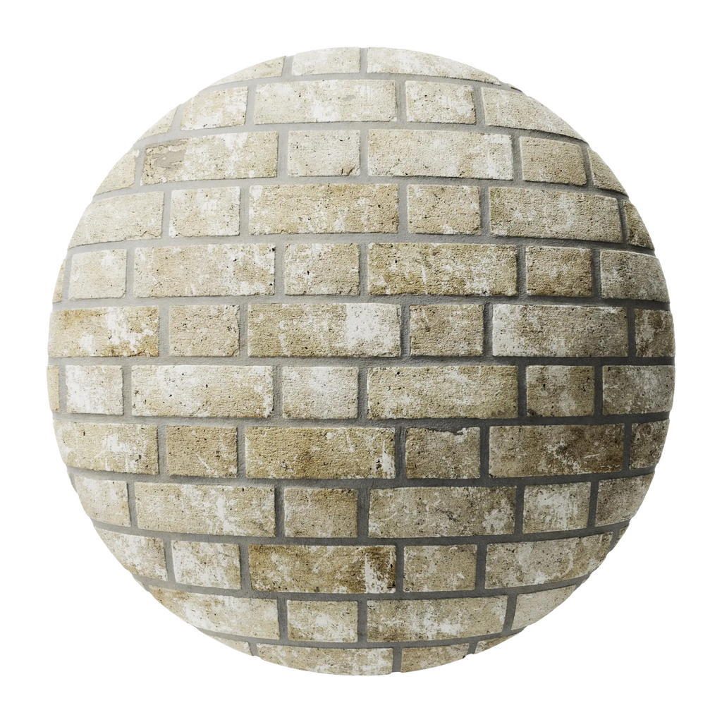 Rustic Cottage Flemish Bond Buff Brick PBR Texture - Sphere Swatch Preview | Superellipse