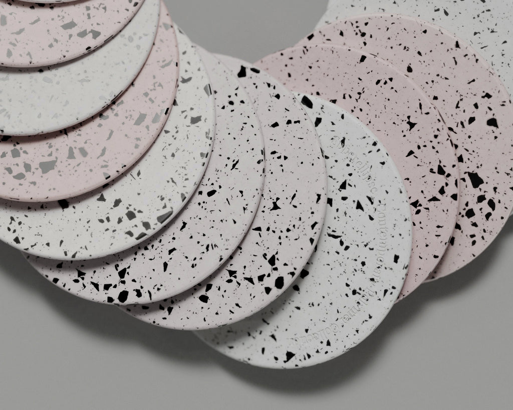 Black and White Recycled Terrazzo Plastic PBR Texture - Example Scene Visualization | Superellipse