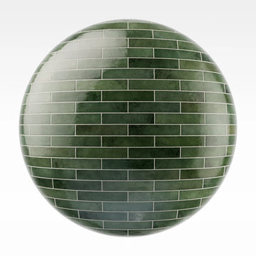 Hoxton Forest Green Brickbond Tile PBR Texture - Sphere Swatch Preview | Superellipse