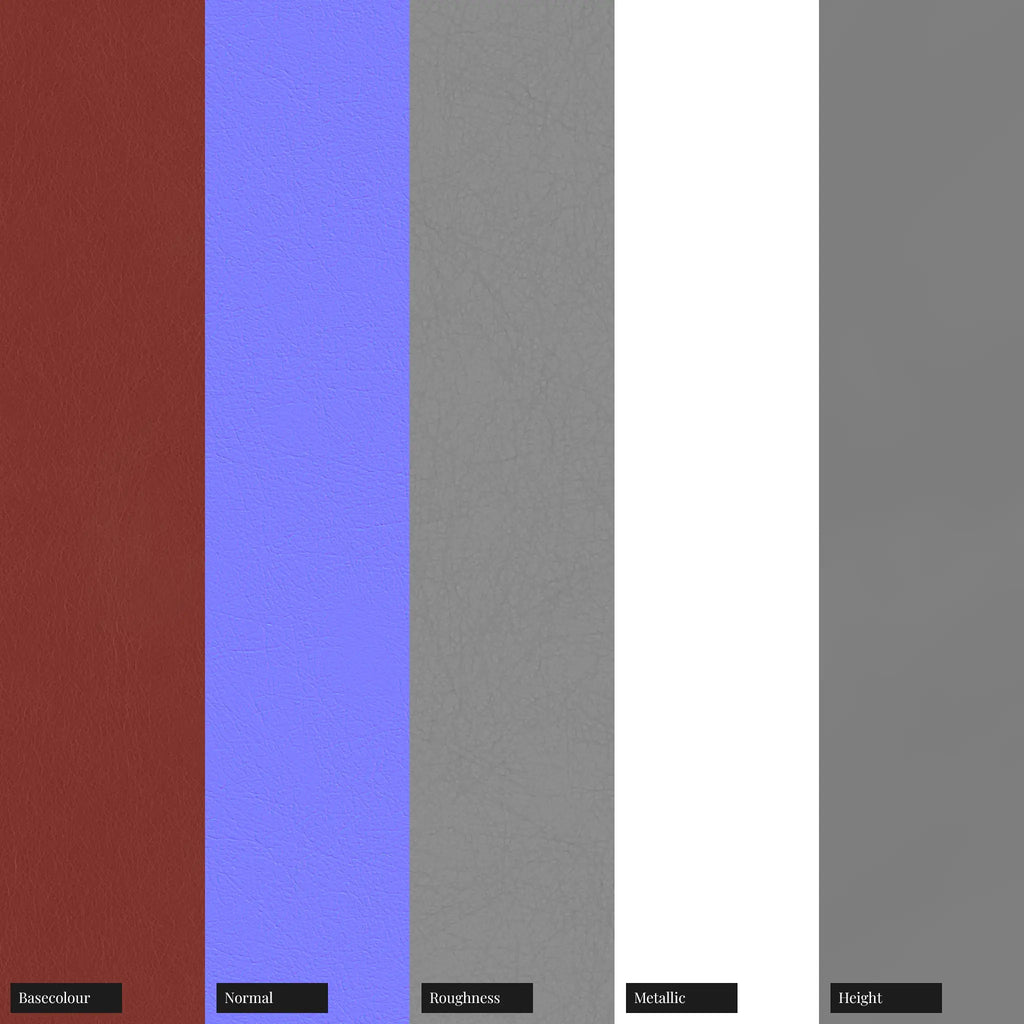 Scarlet Dyed Full Grain Aniline Leather PBR Texture - Example Scene Visualization | Superellipse