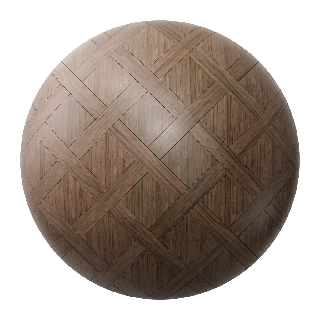 Natural Walnut Basketweave Wood Floor PBR Texture - Sphere Swatch Preview | Superellipse