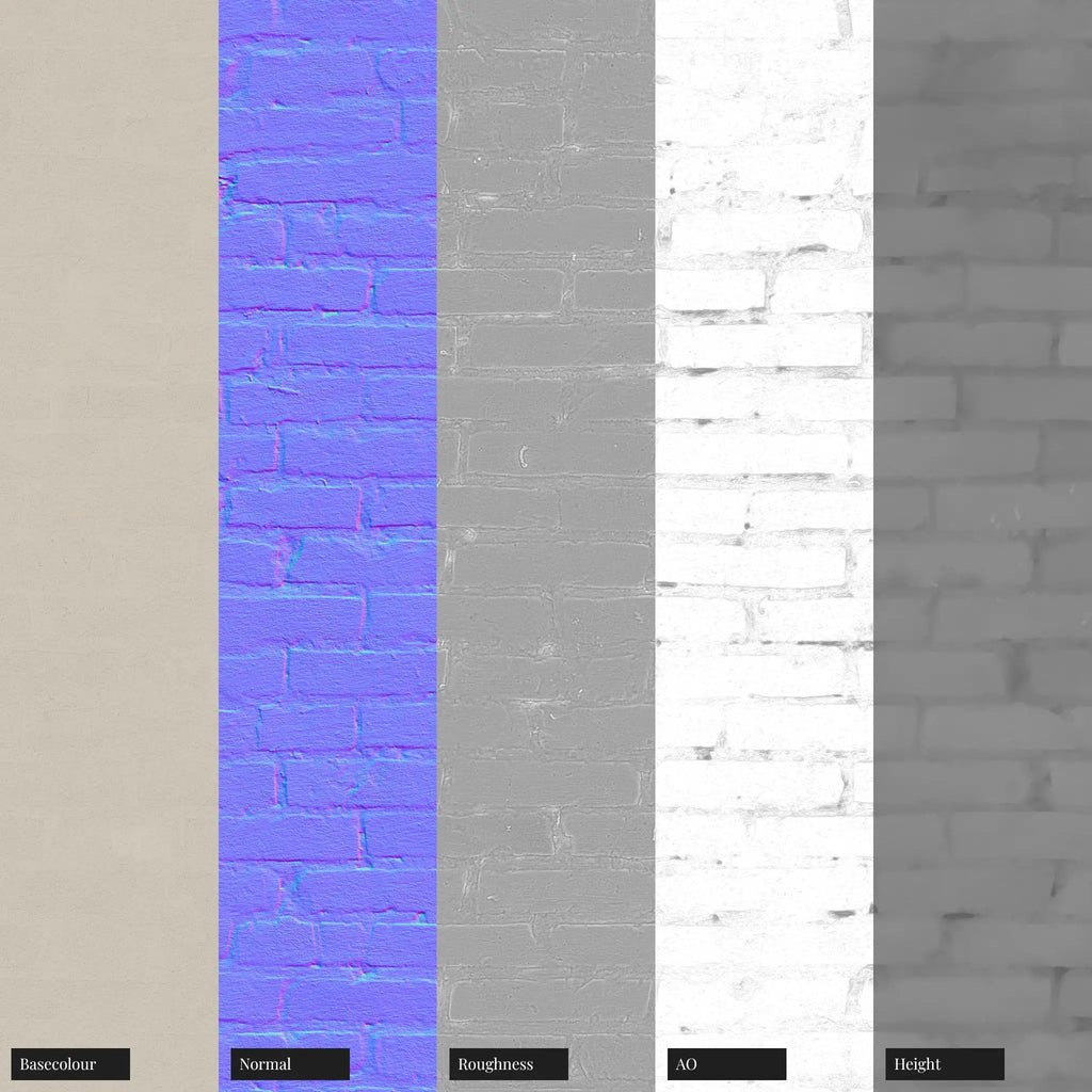 Rustic Painted Brick Shaded White PBR Texture - Example Scene Visualization | Superellipse