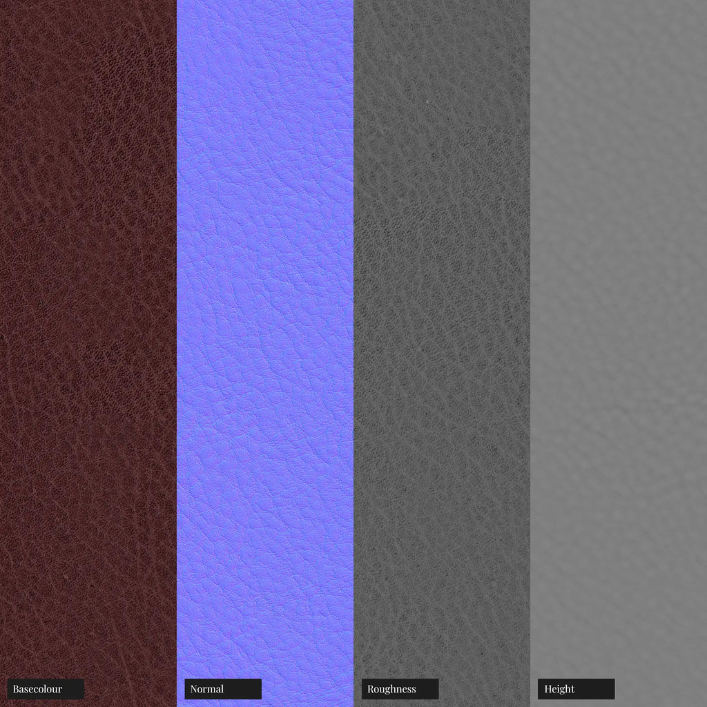Burgundy Pebbled Full Grain Leather PBR Texture - Example Scene Visualization | Superellipse