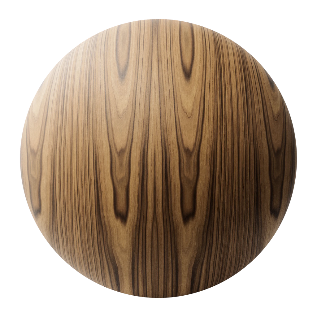 Teak Crown Cut Book Matched Veneer PBR Texture - Sphere Swatch Preview | Superellipse