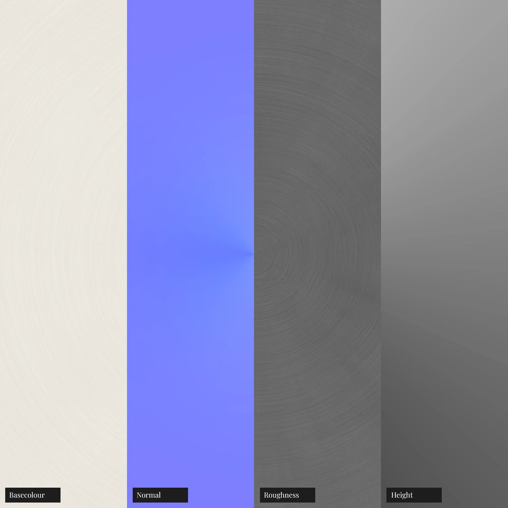 Radial Brushed Buffed Silver Metal PBR Texture - Example Scene Visualization | Superellipse