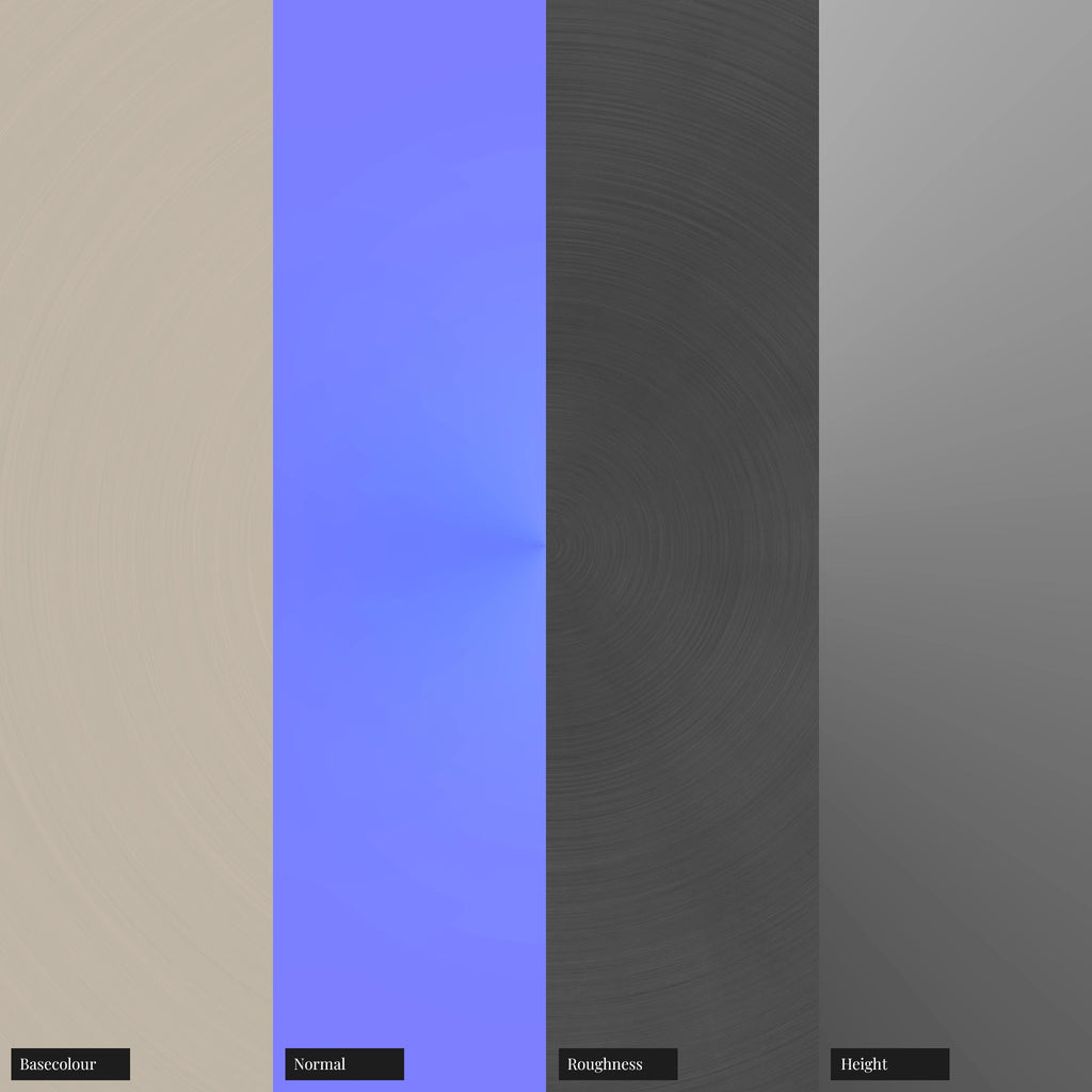 Radial Brushed Platinum Metal PBR Texture - Example Scene Visualization | Superellipse