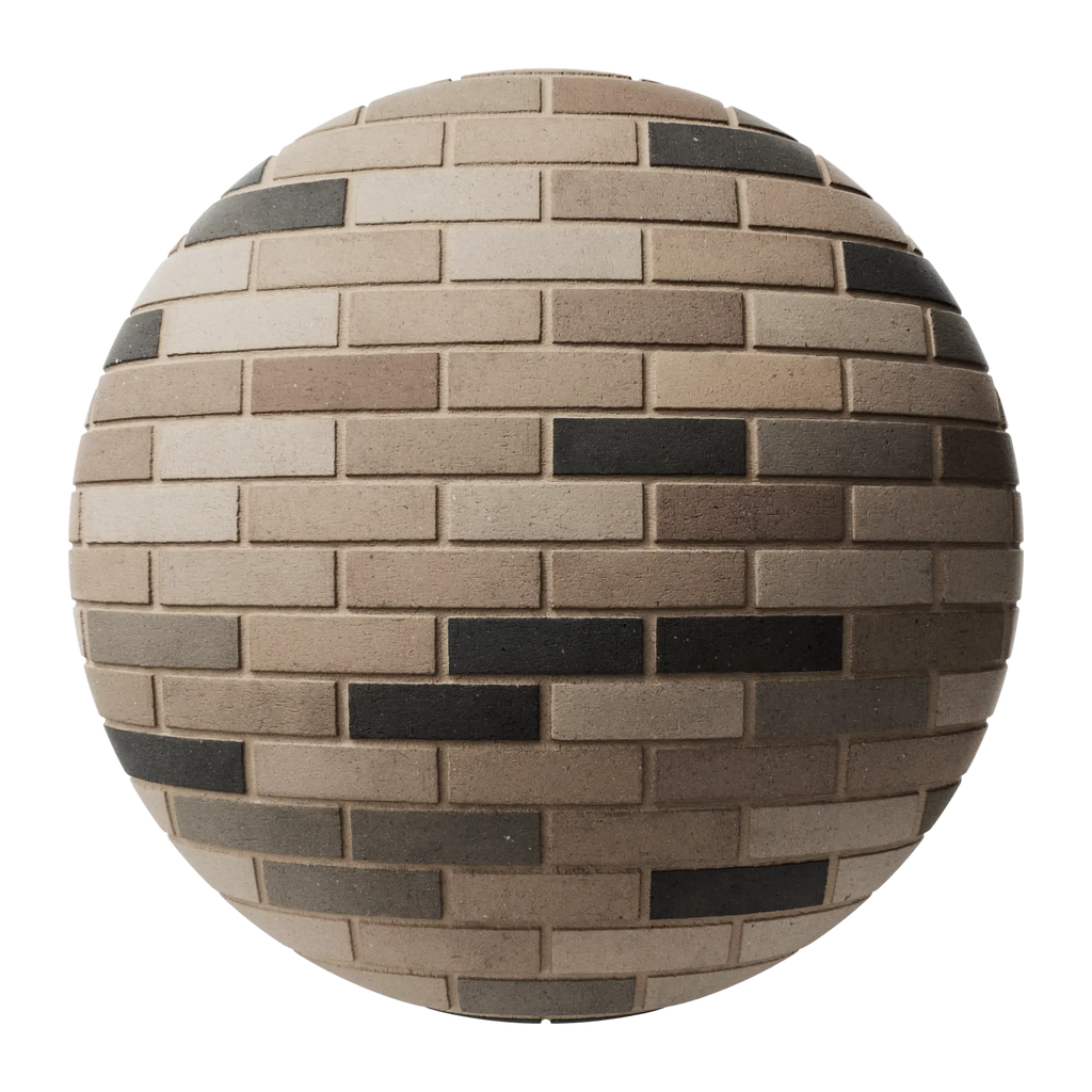Slate Accent Architectural Running Bond Brick PBR Texture - Sphere Swatch Preview | Superellipse
