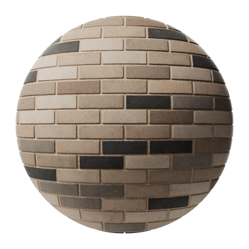 Slate Accent Architectural Running Bond Brick PBR Texture - Sphere Swatch Preview | Superellipse
