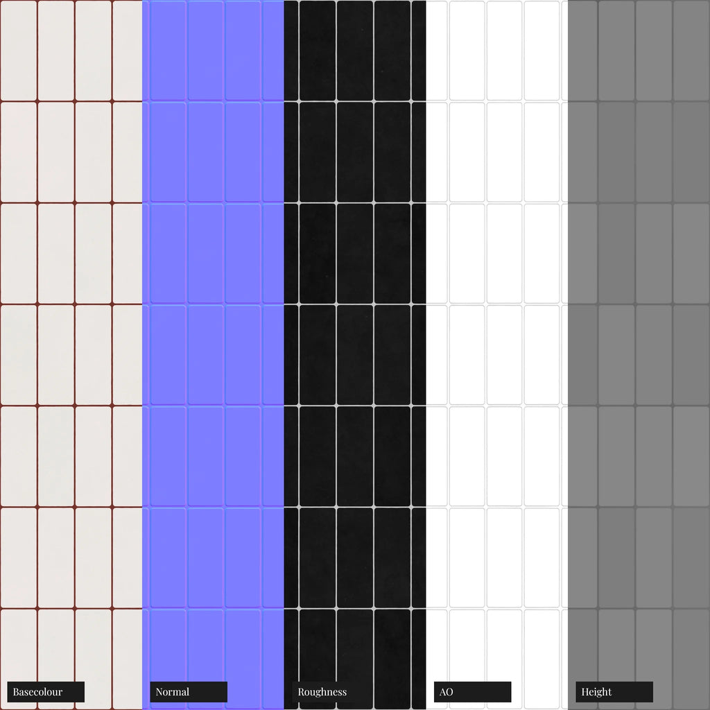 Contemporary White Tile Coordinated Grout PBR Texture - Example Scene Visualization | Superellipse