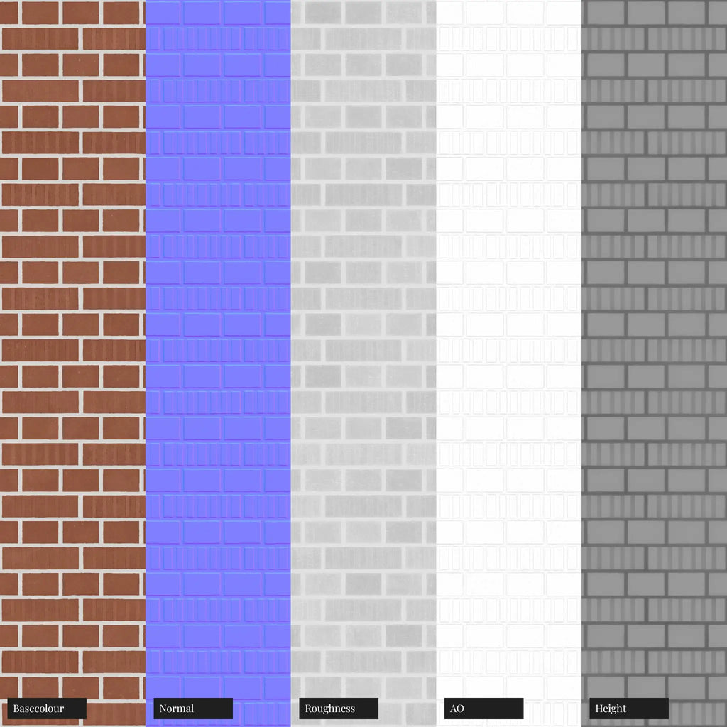 Grooved Red Clay Brick Facade English Bond PBR Texture - Example Scene Visualization | Superellipse