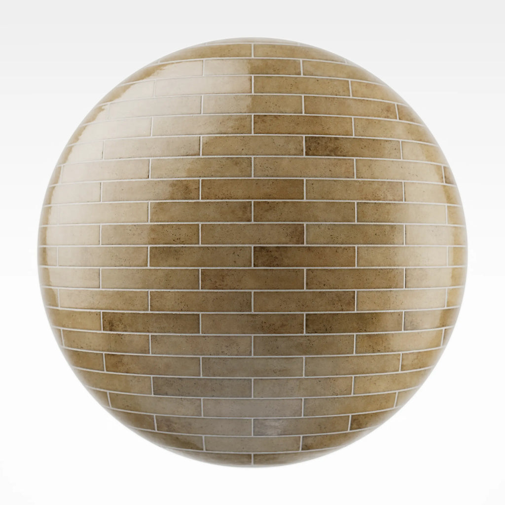 Hoxton Ochre Brickbond Tile PBR Texture - Sphere Swatch Preview | Superellipse