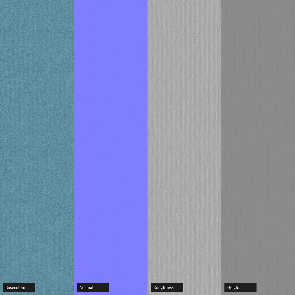 Linear Embossed Peacock Blue Paper PBR Texture - Example Scene Visualization | Superellipse