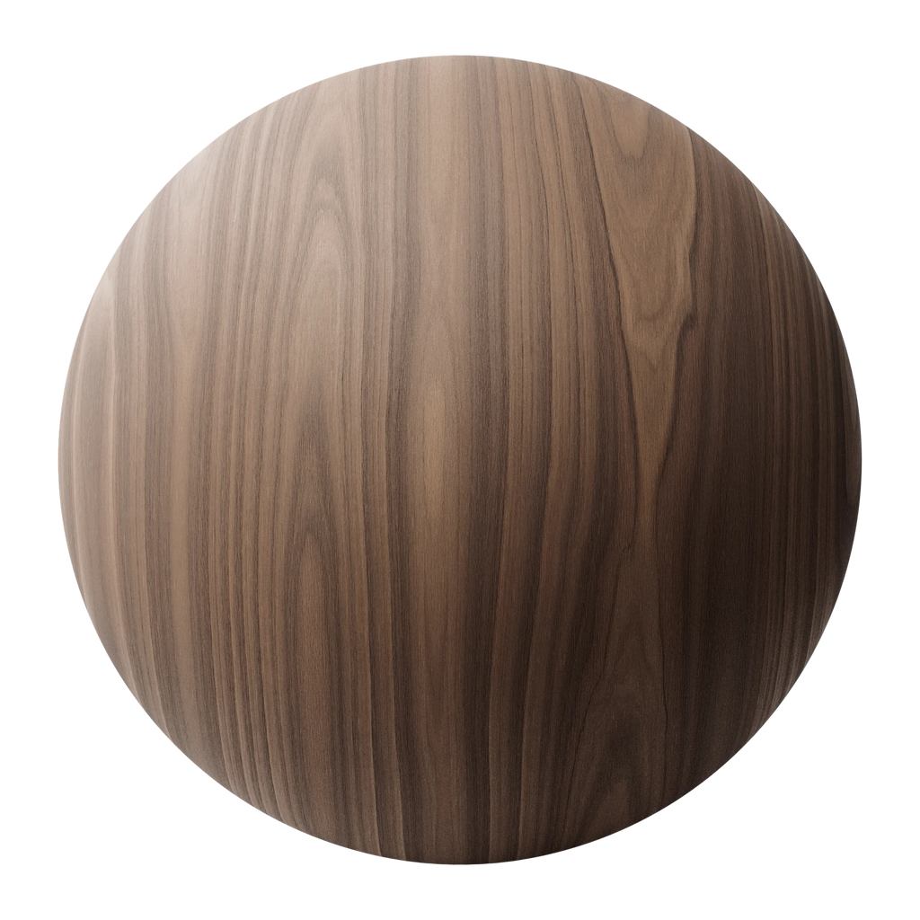 Walnut Crown Cut Veneer Natural Finish Wood PBR Texture - Sphere Swatch Preview | Superellipse