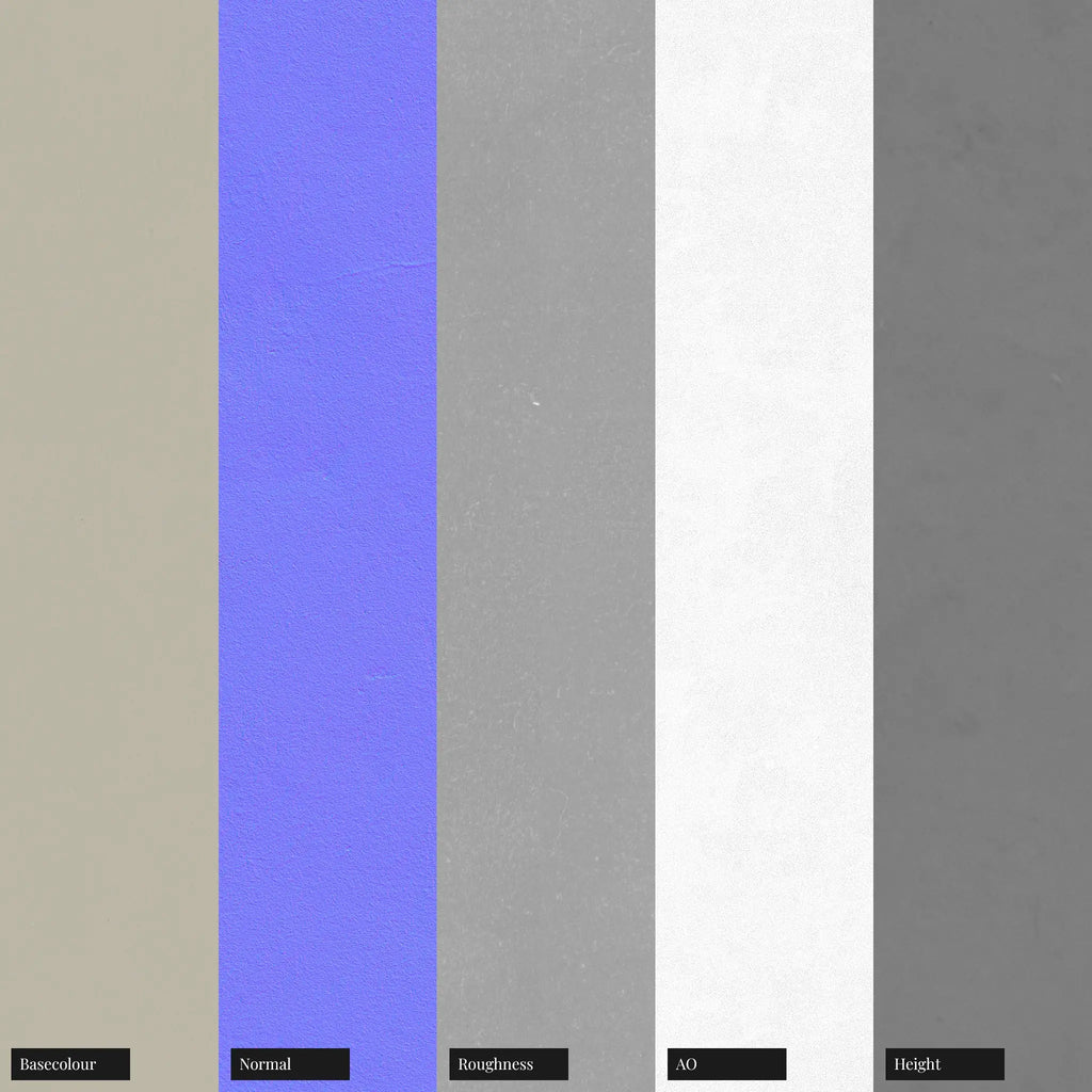 White Pozzolans Clay Finishing Plaster PBR Texture - Example Scene Visualization | Superellipse