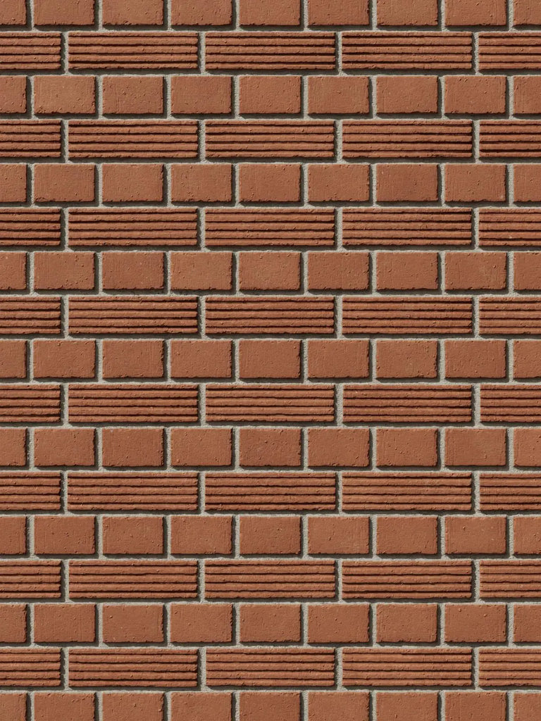 Long Grooved Red Clay Brick English Bond PBR Texture - Example Scene Visualization | Superellipse