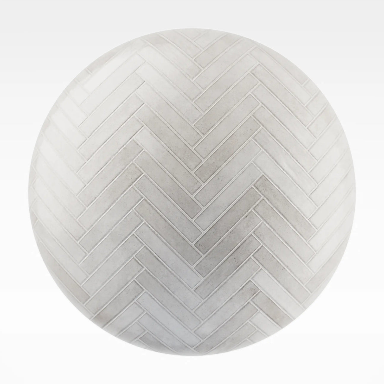 Hoxton White Herringbone Porcelain Tile PBR Texture - Sphere Swatch Preview | Superellipse