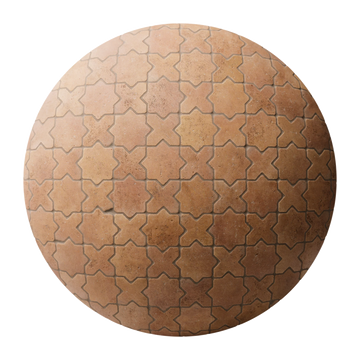 Moroccan Terracotta Traditional Star Tiles PBR Texture - Sphere Swatch Preview | Superellipse