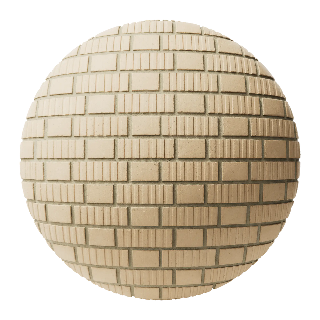 Grooved Buff Brick Facade Flemish Bond PBR Texture - Sphere Swatch Preview | Superellipse