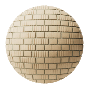 Grooved Buff Brick Facade Flemish Bond PBR Texture - Sphere Swatch Preview | Superellipse