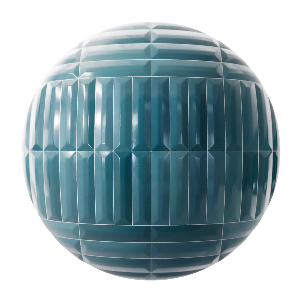 Convex Bevelled Teal Geometric Tile PBR Texture - Sphere Swatch Preview | Superellipse