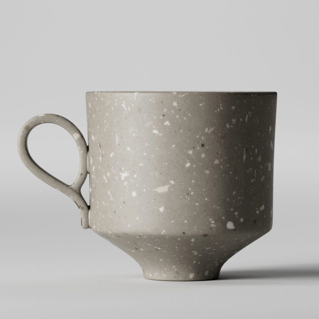 Mid Grey Ceramic Terrazzo Light Aggregates PBR Texture - Example Scene Visualization | Superellipse