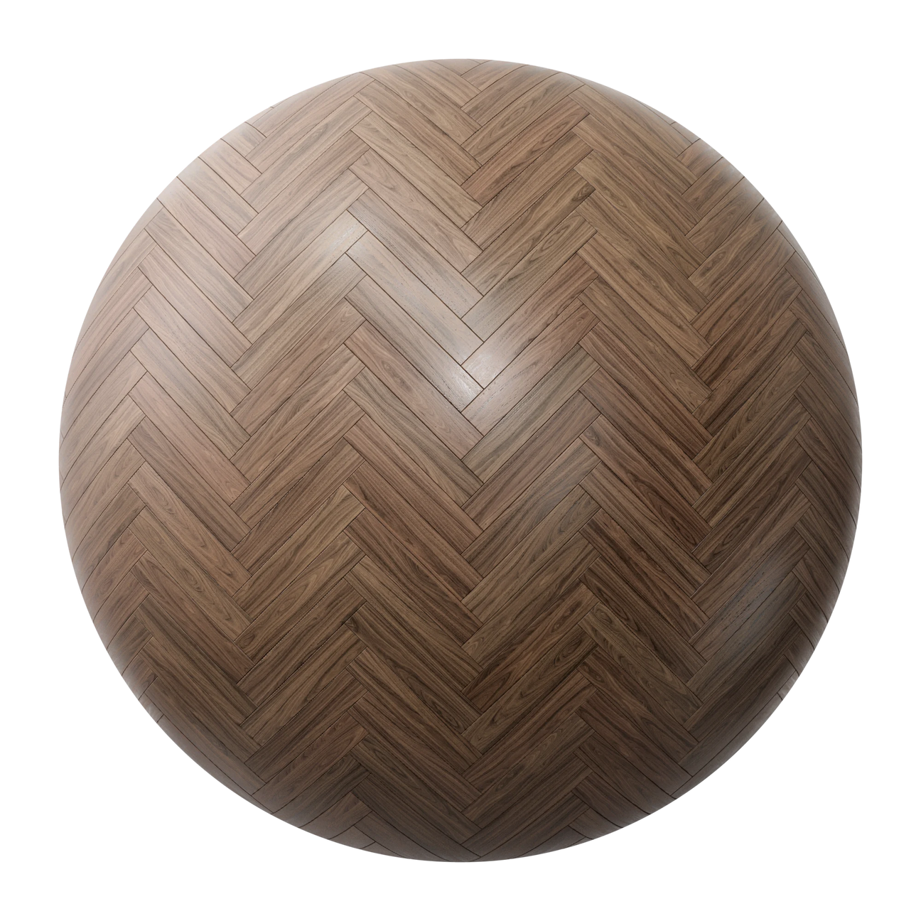 Natural Walnut Herringbone Parquet Wood Floor PBR Texture - Sphere Swatch Preview | Superellipse
