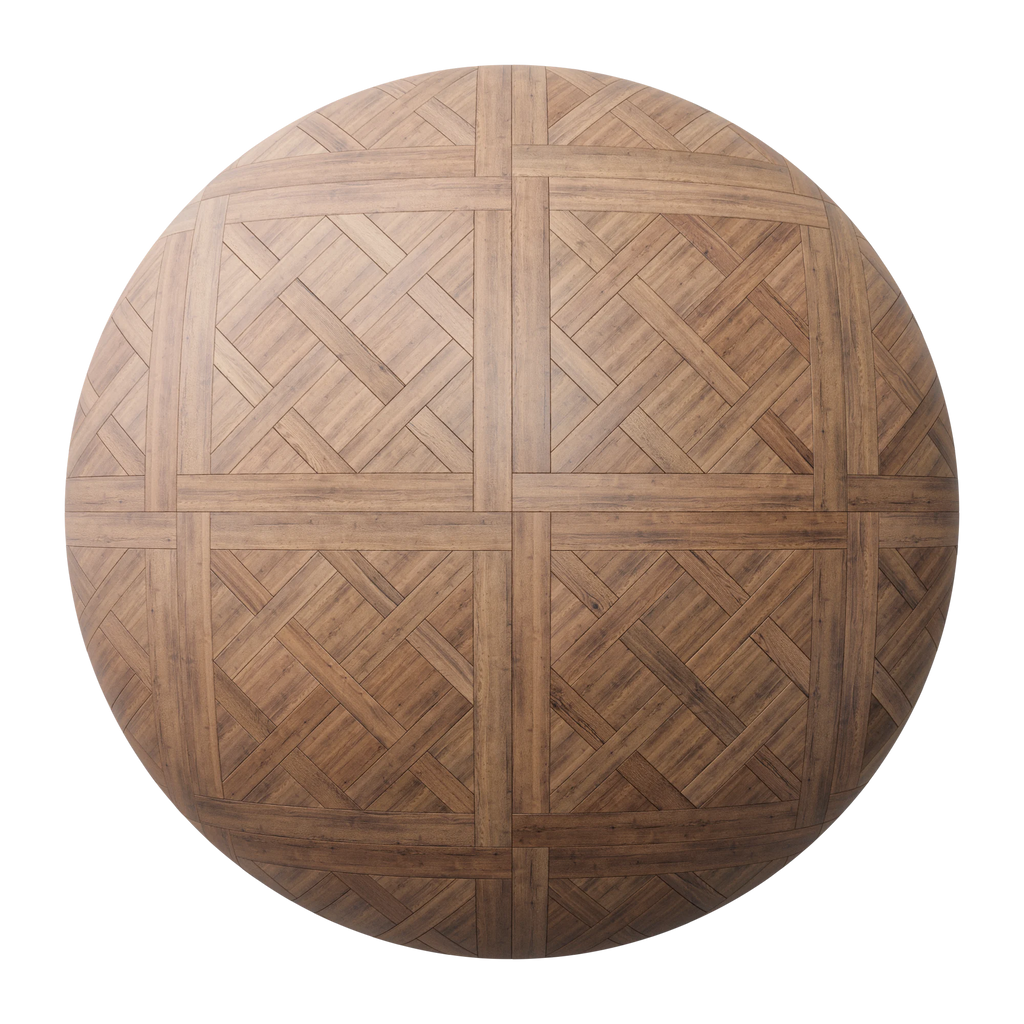 English Chestnut Oak Versailles Parquet Wood Floor PBR Texture - Sphere Swatch Preview | Superellipse