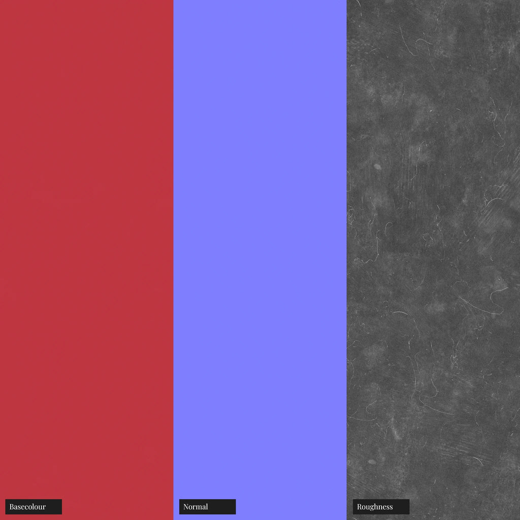 Crimson Red Lightly Worn Plastic PBR Texture - Example Scene Visualization | Superellipse