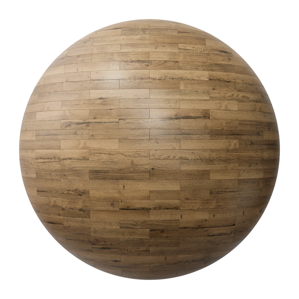 Rustic Oak Wood Brick Bond Parquet Floor PBR Texture - Sphere Swatch Preview | Superellipse